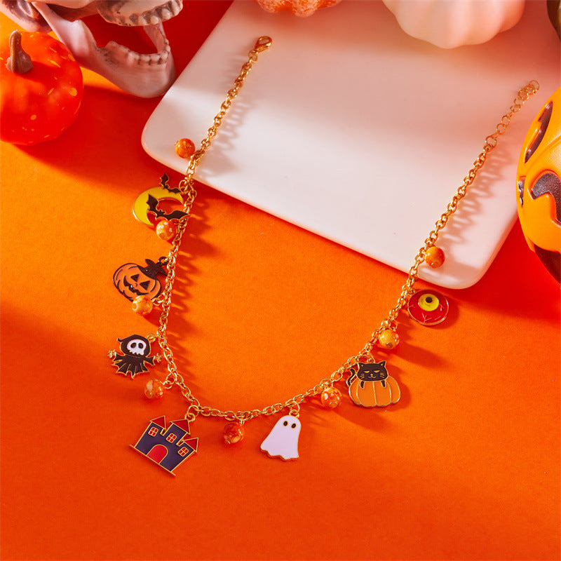 Wholesale  Cat Pumpkin Funny Cartoon Pendant Necklace